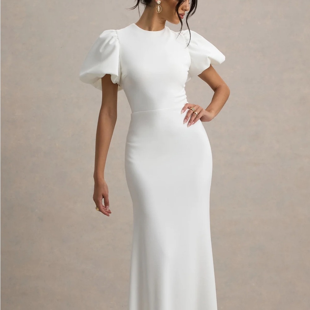 Chic White Puff Sleeve Maxi Dress